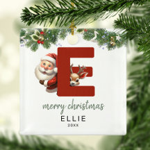 Kids Letter E Monogram Christmas Tree