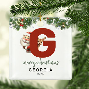 Kids Letter G Monogram Christmas Tree Ornament Aus Metall