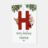 Kids Letter H Monogram Christmas Tree Ornament Aus Metall (Vorderseite links)
