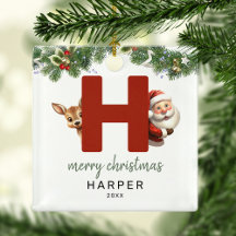 Kids Letter H Monogram Christmas Tree