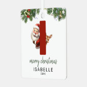 Kids Letter I Monogram Christmas Tree Ornament Aus Metall (Vorderseite links)