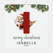 Kids Letter I Monogram Christmas Tree Ornament Aus Metall (Vorderseite)