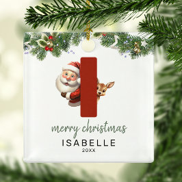 Kids Letter I Monogram Christmas Tree Ornament Aus Metall