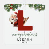 Kids Letter L Monogram Christmas Tree Ornament Aus Metall (Vorderseite)