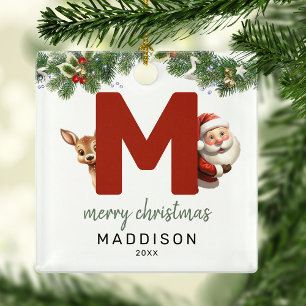 Kids Letter M Monogram Weihnachtsbaum Ornament Aus Metall