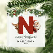 Kids Letter N Monogram Christmas Tree Ornament Aus Metall