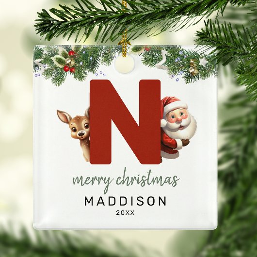 Kids Letter N Monogram Christmas Tree Ornament Aus Metall