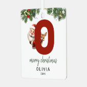 Kids Letter O Monogram Christmas Tree Ornament Aus Metall (Vorderseite links)