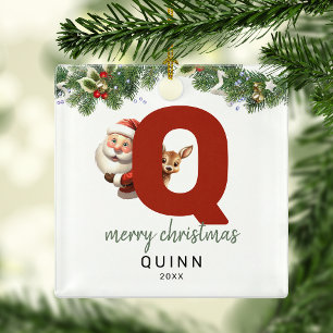 Kids Letter Q Monogram Weihnachtsbaum Ornament Aus Metall