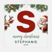 Kids Letter S Monogram Christmas Tree Ornament Aus Metall (Vorderseite)