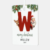 Kids Letter W Monogram Christmas Tree Ornament Aus Metall (Vorderseite links)