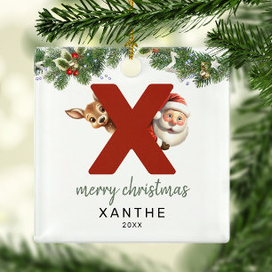 Kids Letter X Monogram Weihnachtsbaum Ornament Aus Metall