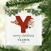 Kids Letter Y Monogram Christmas Tree Ornament Aus Metall