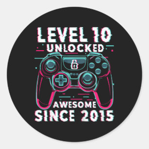 Kids Level 10 freigeschaltet Videospiel 10. Geburt Runder Aufkleber