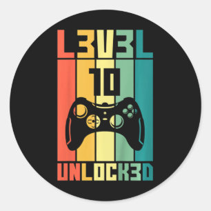 Kids Level 10 freigeschaltet Vintage-Videospieler  Runder Aufkleber
