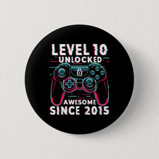 Kids Level 10 Unlocked Video Game 10th Birthday Ga Button (Vorderseite)