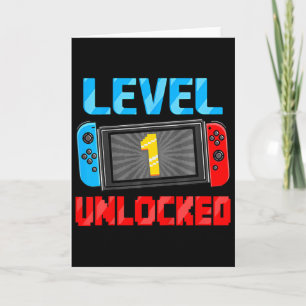 Kids Level 1 freigeschaltet Gamer 1. Geburtstagsge Karte
