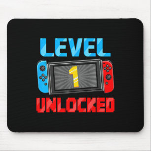 Kids Level 1 freigeschaltet Gamer 1. Geburtstagsge Mousepad