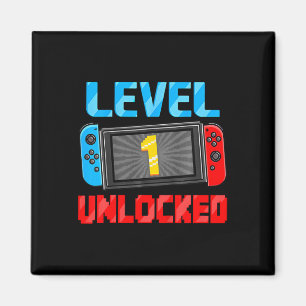 Kids Level 1 freigeschalteter Gamer 1. Geburtstags Magnet