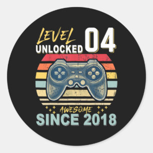 Kids Level 4 freigeschaltet Awesome seit Gamer-Ges Runder Aufkleber