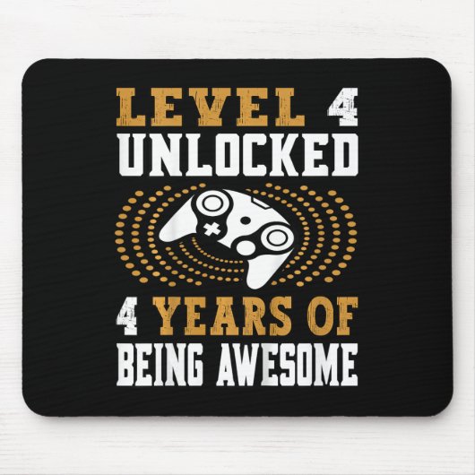 Kids Level 4 freigeschaltet Videospiel 4. Geburtst Mousepad (Vorne)