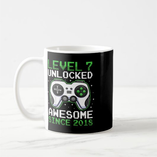 Kids Level 7 Unlocked 7 Years Old Video Gamer Birt Kaffeetasse (Links)