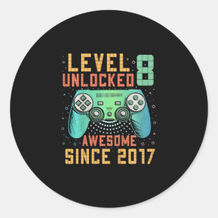 Kids Level 8 freigeschaltet 8. Geburtstag 8 Jahre  Runder Aufkleber