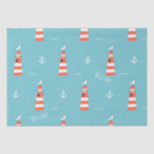 Kids Lighthouse and Anchor Pattern on Blue Seidenpapier (Vorderseite)
