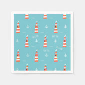 Kids Lighthouse and Anchor Pattern on Blue Serviette (Vorderseite)