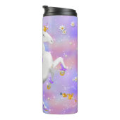 Kids Lila Candy Floss Einhorn mit Blume Therme Thermosbecher (Nach rechts gedreht)