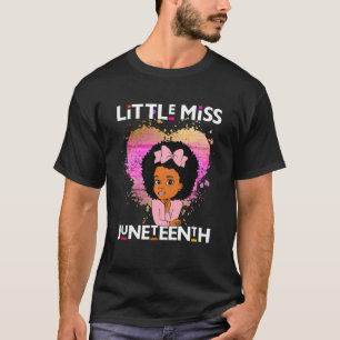 Kids Little Miss Juneteenth Black Girl Magic Brown T-Shirt