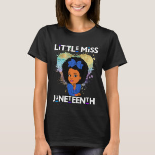 Kids Little Miss Juneteenth Black Girl Magic Brown T-Shirt