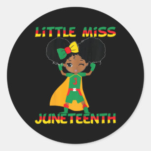 Kids Little Miss Juneteenth Niedlich Black Girl Me Runder Aufkleber