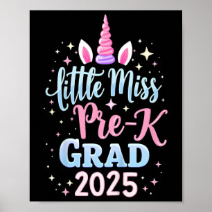 Kids Little Miss Pre-k Grad Preschool Girls Prek G Poster