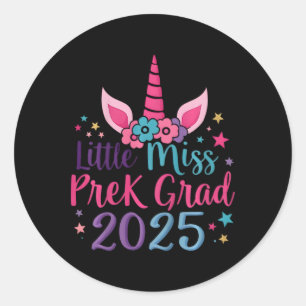 Kids Little Miss Pre-k Grad Preschool Girls Prek G Runder Aufkleber