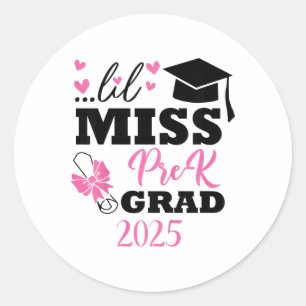 Kids Little Miss Pre-k Grad Preschool Prek Graduat Runder Aufkleber