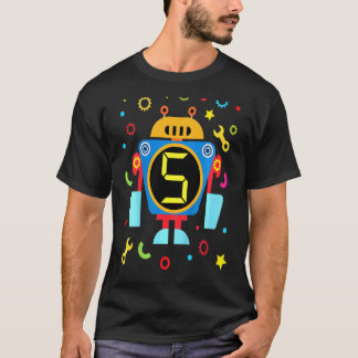 Kids Little Robot Geburtstag 5. Geburtstag Technik T-Shirt