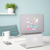 Kids Llama Unicorn Personalisiert Fun Set Aufkleber (Laptop auf Schreibtisch)