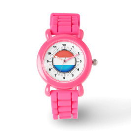 Kid's Luxembourg Flag Pink Glitzer Strap Watch Armbanduhr
