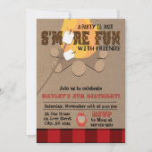 Kids macht Spaß mit Freunden Lagerfeuer kariert Einladung (Vorderseite)