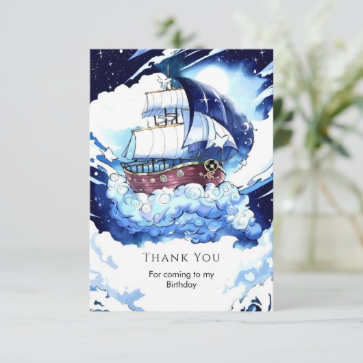 Kids' Magic Sea Pirate Geburtstag Dankeskarte (Stehend Vorderseite)