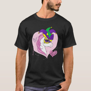 Kids Mardi Gras Einhorn Süßer Narr Karneval Masker T-Shirt