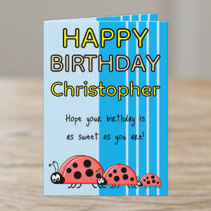 Kids Marienkäfer Name blau Geburtstag Karte