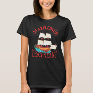 Kids Mayflower Descendant Ship History Pilgrim Fat T-Shirt