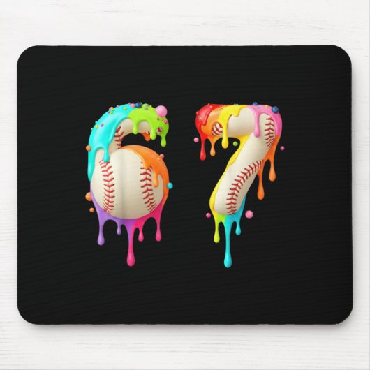 Kids Meme 67 Number Six 6 Seven 7 Ice Cream Drips Mousepad (Vorne)