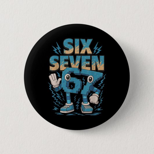 Kids Meme 67 Sechs Sieben 6 7 Italienischer Brainr Button (Vorderseite)