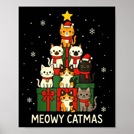 Kids Men Women Meowy Catmas Funny Christmas Cats C Poster (Vorne)