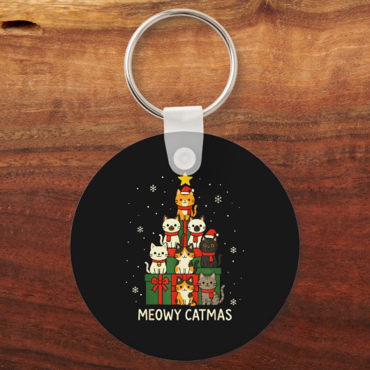 Kids Men Women Meowy Catmas Funny Christmas Cats C Schlüsselanhänger (Vorderseite)