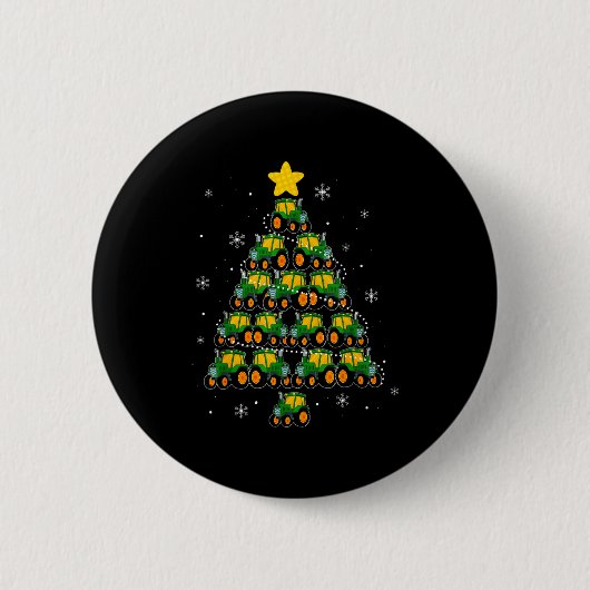 Kids Men Women Tractor Christmas Tree Farmer Xmas  Button (Vorderseite)