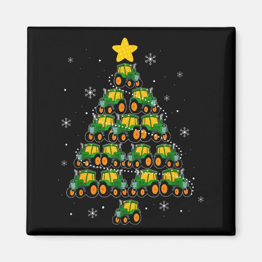 Kids Men Women Tractor Christmas Tree Farmer Xmas Magnet (Vorne)